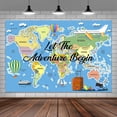 thumbnail image 5 of Let The Adventure Begin Backdrop, Adventure Awaits Travel Themed World Map Photography Background, Graduation Birthday Baby Shower Party Decorations Backdrop Photo Booth Studio Props 7x5ft, 5 of 5