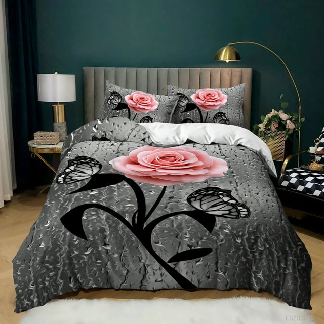 Rose comforter set Summer bedding floral 3D digital print comforter set
