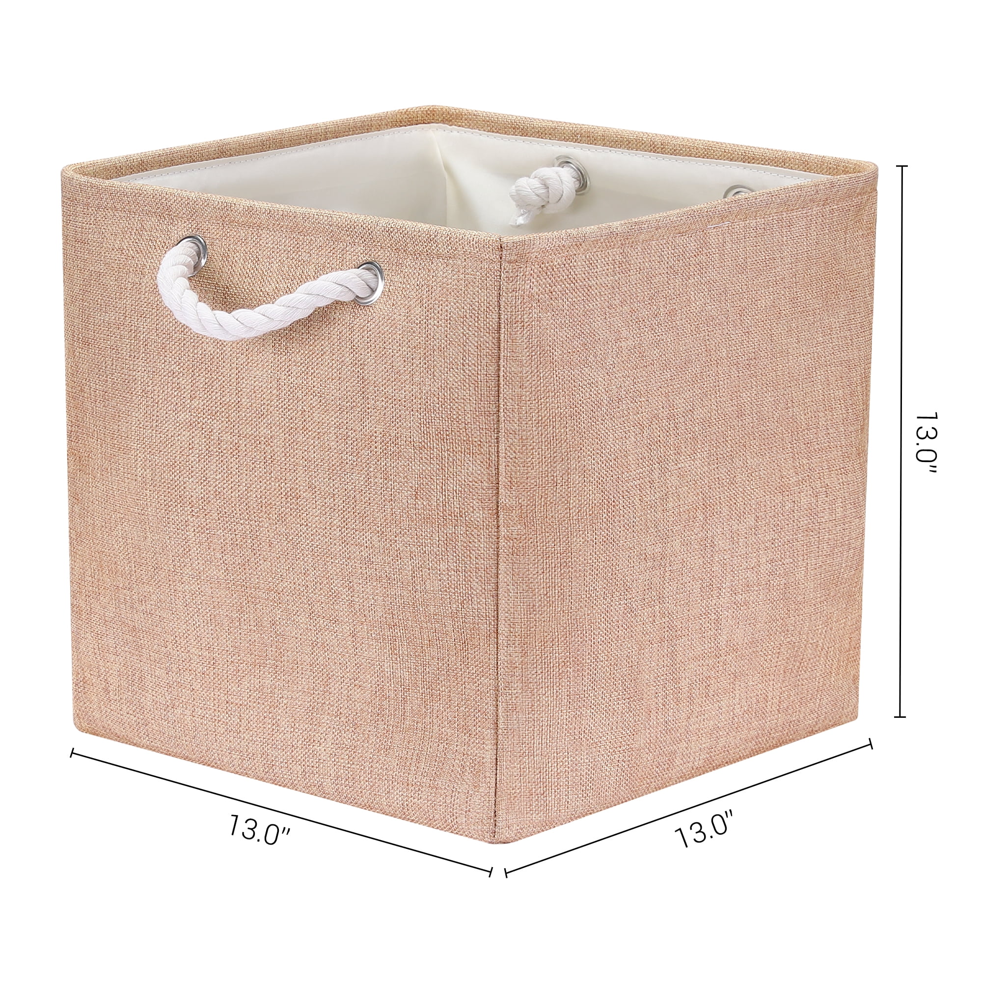Unique Bargains 13 Inch Square Fabric Collapsible Storage Basket Bin with Handle Brown