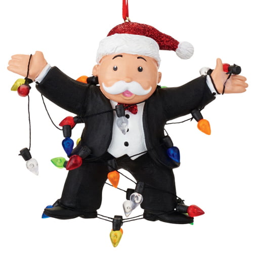 Monopoly Rich Uncle Pennybags Snowflake Blinking Holiday Christmas Tree Ornament
