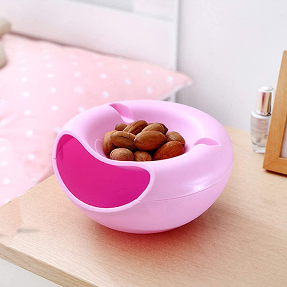 White SZCQ Snack Bowl Double Dishs Pedestal Pistachio Bowl With Cellphone Holder Slot Serving for Nuts,Peanuts,Cherries Edamame Fruits Candy Snacks