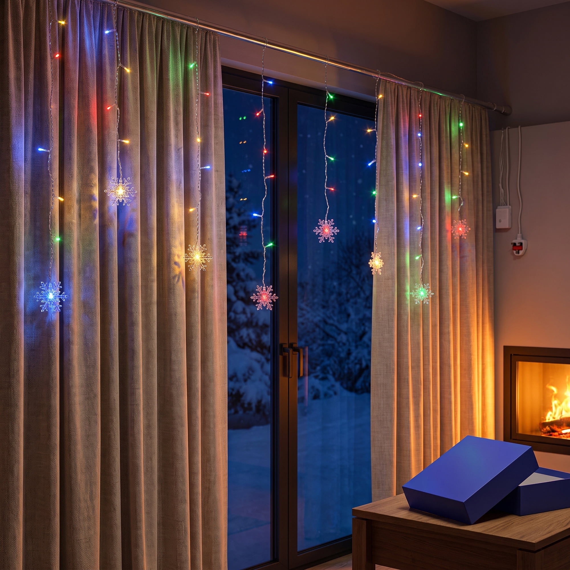 Unique Bargains Snowflake Decor Lights for Indoor 3.5 ft Colorful US Plug In Powers