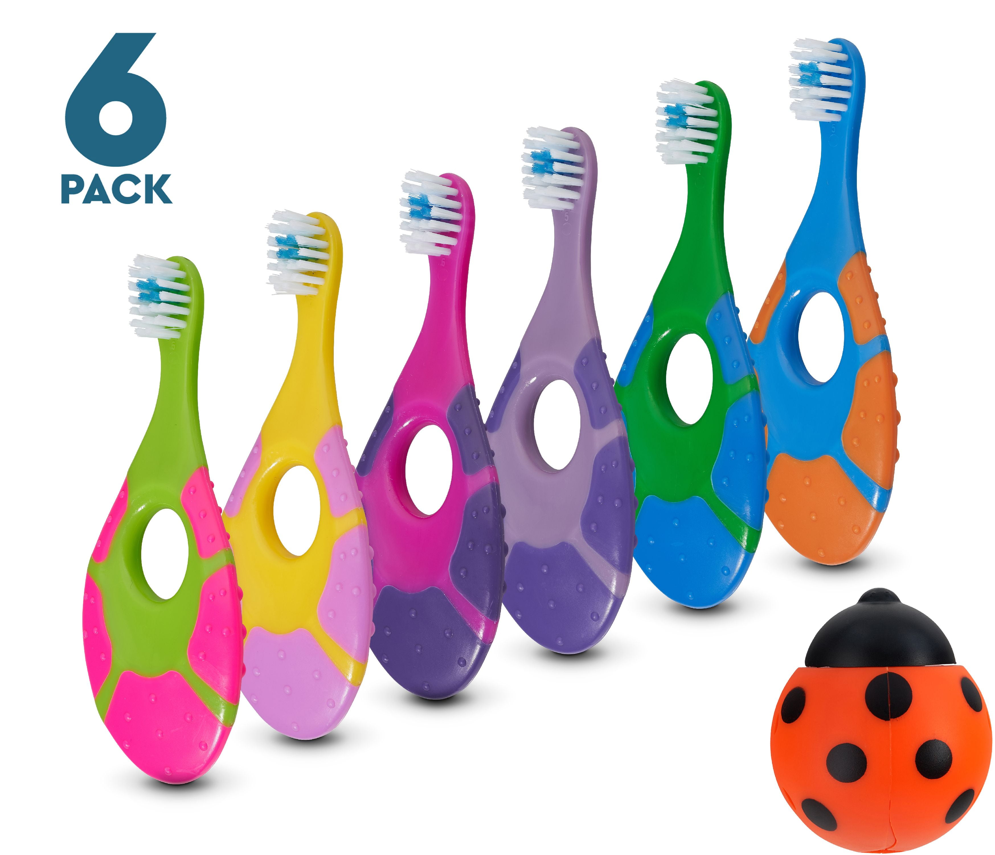 6 Pack - Baby Toothbrush, 0-2 Years, Soft Bristles, BPA Free | Toddler Toothbrush, Infant Toothbrush, Training Toothbrush, Includes Free Toothbrush Holder