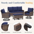 thumbnail image 5 of ELPOSUN Outdoor Patio Furniture Set, 5 Pieces All-Weather Wicker Rattan Outdoor Patio Conversation Set with Swivel Chairs and ottomans, for Garden,Poolside,Backyard, Brown&Blue, 5 of 9