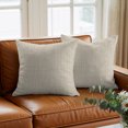 thumbnail image 6 of Throw Pillow Covers 24x24 Inch, Beige Decorative Pillow Cases for Couch Sofa Bed, Rustic Farmhouse Solid Color Cotton Linen Square Home Decor Pillowcases with Hidden Zipper, 6 of 9