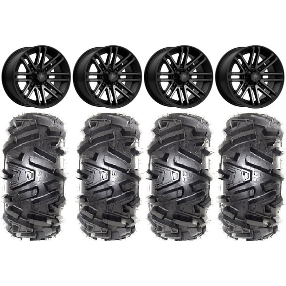 MSA Black Rogue 14" UTV Wheels 28" Moto MTC Tires Yamaha Viking Wolverine YXZ1000R CFMoto ZForce 950 UForce 1000