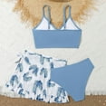 thumbnail image 6 of Gelikeya Girls Swimsuits Size 17-18 Kids' Swimwear 3 Piece Set Floral Bikini Tops Skirt Shorts Summer Holiday Hawaiian Beach Wear Cute Ruched Bathing Suit (Teens, X01-Light Blue), 6 of 7