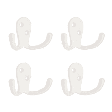Liberty P12092V-W Double Prong Hook White Finish 4 Pack