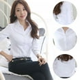 thumbnail image 7 of JUNWELL Wuffmeow Casual Shirt Women Spring Autumn Career Blouse Full sleeved Slim Shirt Turn-down Collar Blouse Plus Size, 7 of 7