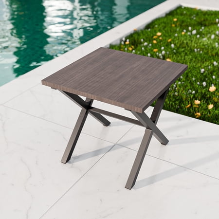 EAGLE PEAK Harbor Haven Outdoor Metal Side Table for Small Spaces Outdoor Patio Table