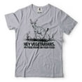 thumbnail image 5 of Hey Vegetarians Funny Shirt My Food Poops On Your Food Shirt Funny Deer Shirt Anti Vegan Tees (Small Navy Blue), 5 of 6