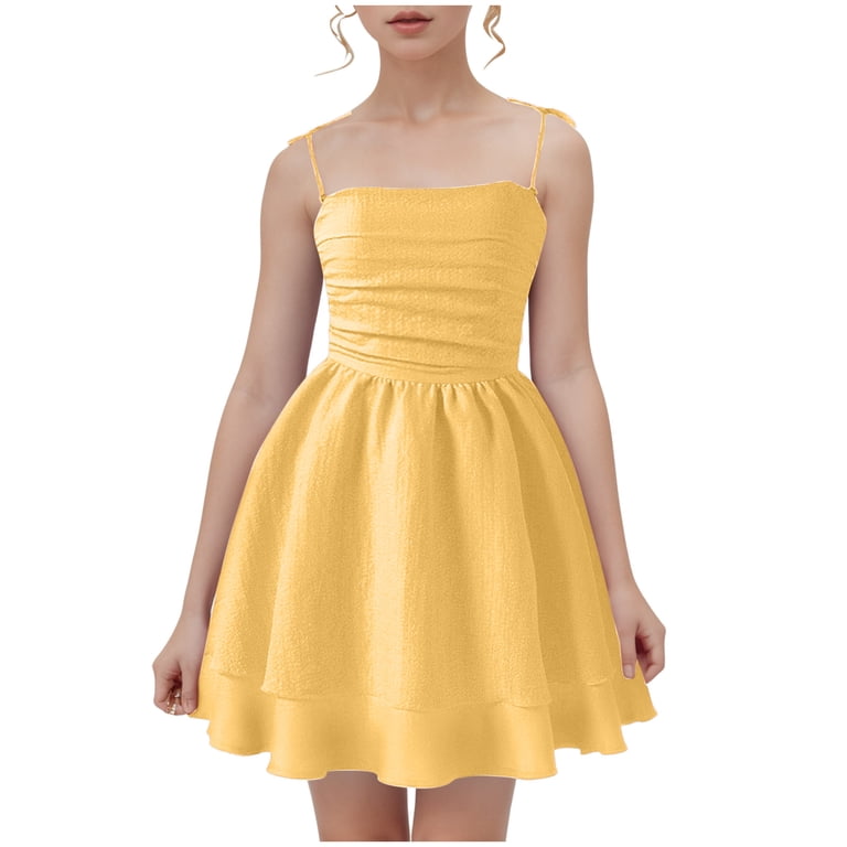 newwalpole Girls Formal Dress Teen Ruffled Flowy Ruched Spaghetti Strap  Homecoming Dance Party Tween Dresses Yellow for Size 10-11 Years -  Walmart.com