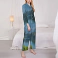 thumbnail image 3 of Yiaed Majestic Deer Mountain Lake Print Pajamas Women's Long Sleeve Sleepwear Soft Button Down Loungewear Pjs Lounge Set Nightwear Womens Pajama Pants-Small, 3 of 7