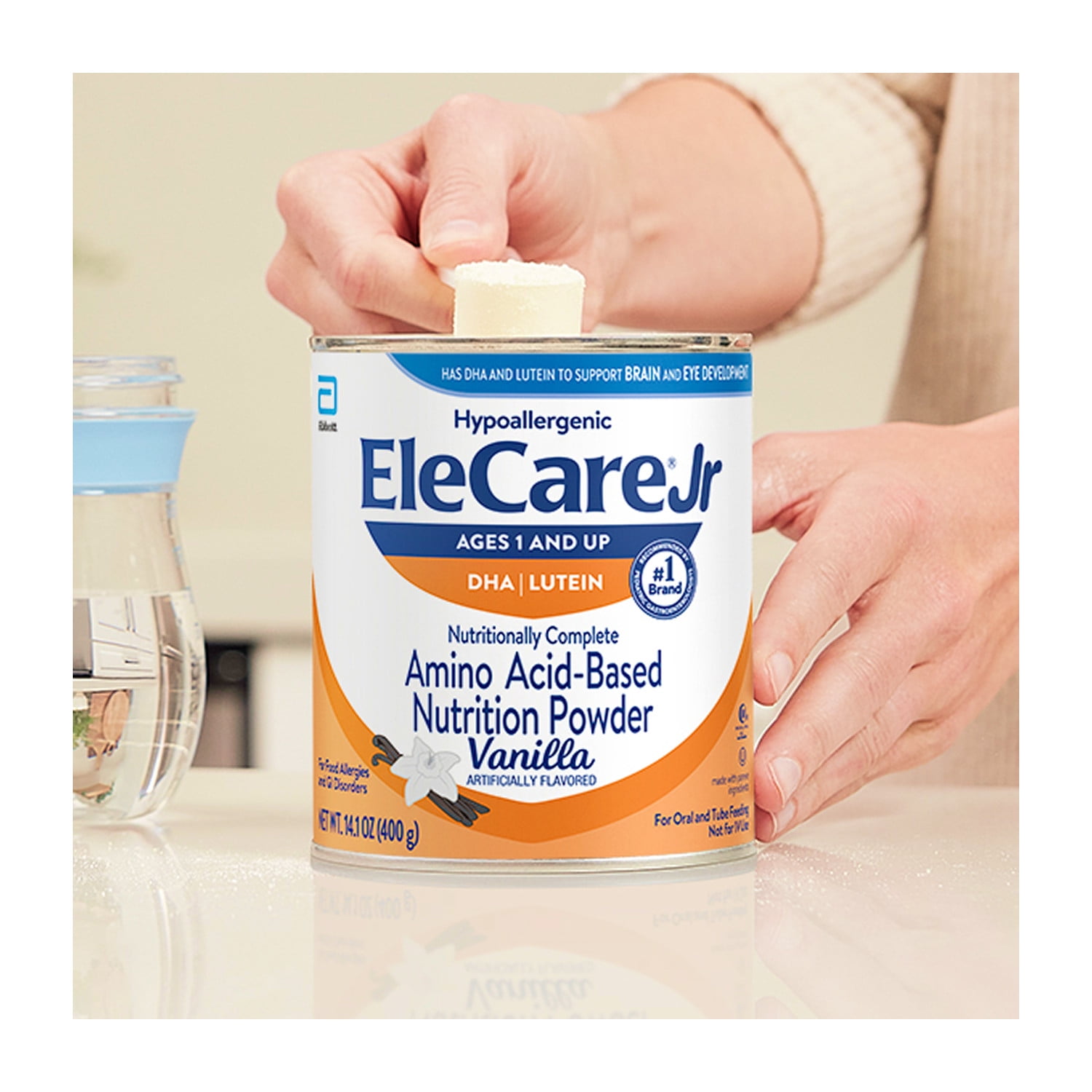 EleCare Jr Vanilla Amino Acid-Based Nutrition Powder with DHA & Lutein, 14.1 oz - Hypoallergenic Formula for Ages 1 and Up