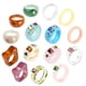 thumbnail image 1 of Qarigey Resina Acrílico Anillo de moda para mujeres Chicas adolescentes Anillos de color gelatina Anillos de plástico multicolor Anillos de apilamiento Ropa, zapatos y accesorios Miscelánea No.2, 1 of 6