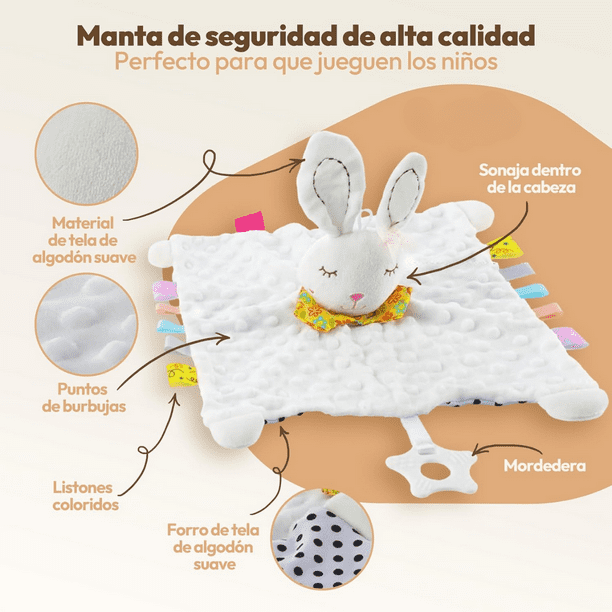 Manta Apego Peluche Suave Bebé Mordedera Sonaja Cascabel