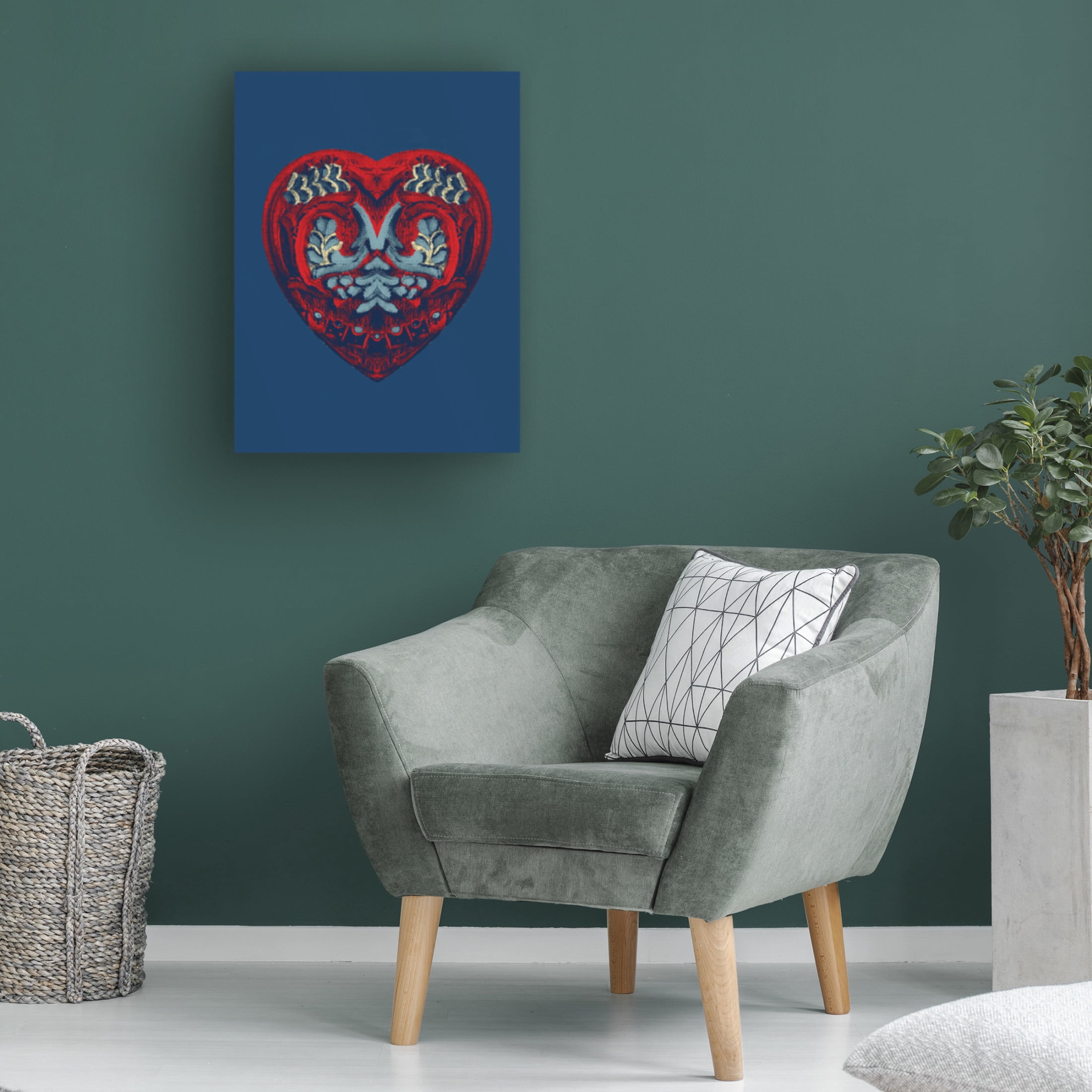 Canvas Wall Art - Tom Quartermaine 'Blue Scandi Heart' Wall Art for Living Room, Bedroom, or Office Décor by Trademark Fine Art - 14 x 19 Inches