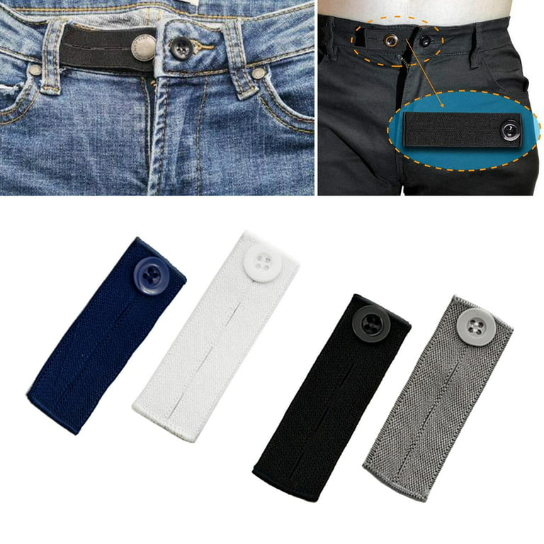 4 Pcs Elastic Waist Extenders,Adjustable Waistband Expander Men and Women,Jeans Pants Button Extender Set (4 Colors), Size: 83 mm x 35 mm