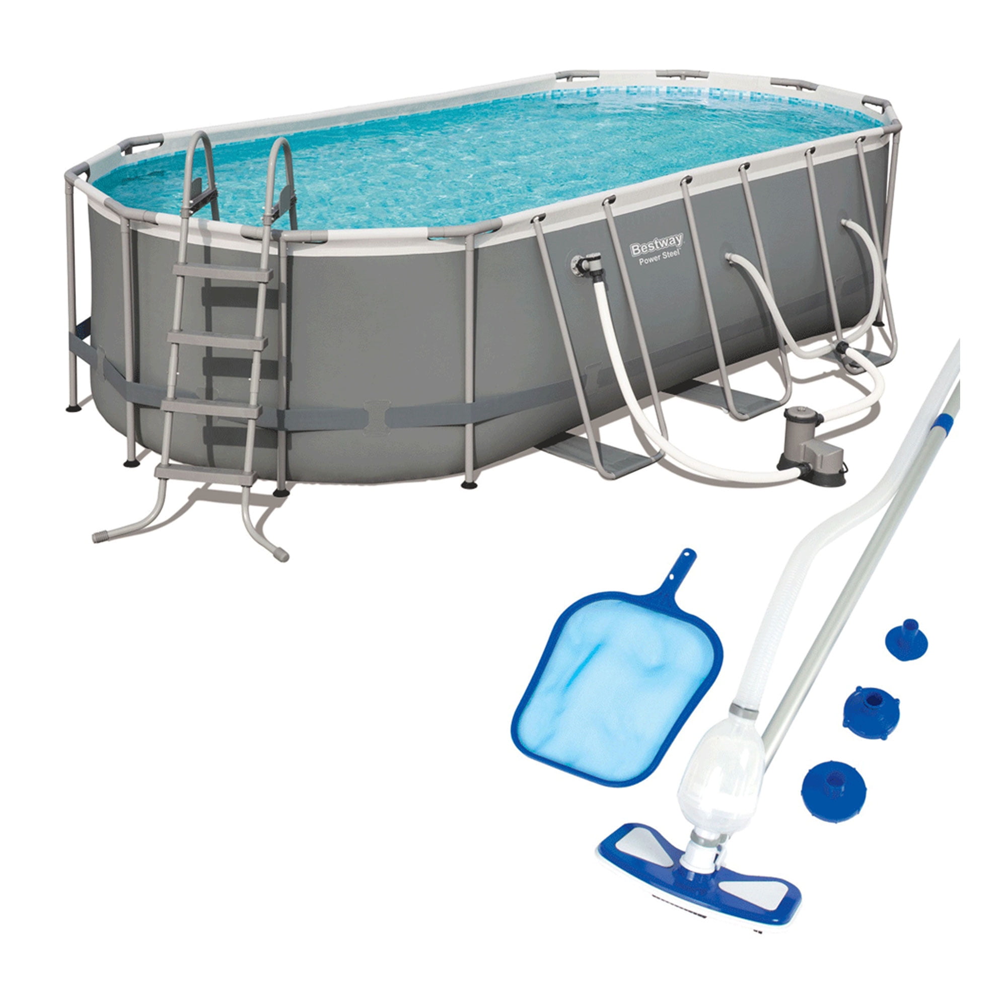 static Treaty Grudge Bestway Power 18 x 9 x 4 Ft Above Ground Pool Set w/ Pump and Cleaning Kit  - Walmart.com