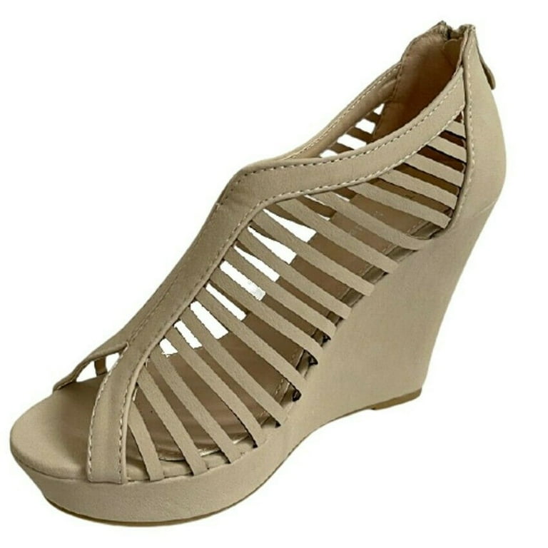 Top Moda Denver-1 Women's Gladiator Wedge Heel Sandals, Bird Cage