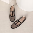 thumbnail image 5 of Samdudou Mary Jane Shoes for Women Closed Toe Flat Sandals Breathable Hollow Out Fishnet Mesh T Strap Buckle Vintage Casual Walking Footwear for Office Street, 5 of 9