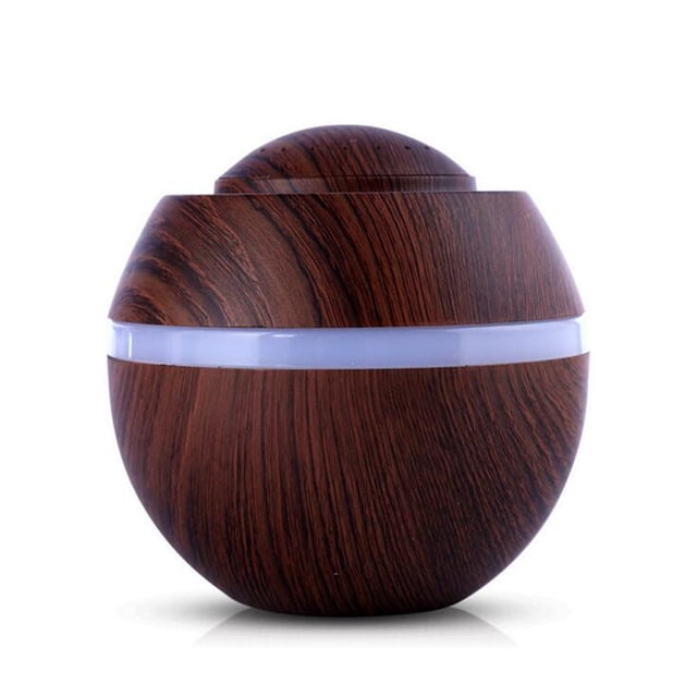 500ML Mini Humidificateur Diffuseur À Ultrasons Grain De Bois Huiles D'aromathérapie Humidificateur Lampe De Parfum LED avec 7 Couleurs SPA Gratuit pour Bureau De Chambre De Yoga (A)