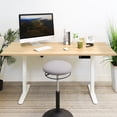 thumbnail image 3 of Mount-It! Electric Sit-Stand Desk with 55" Desktop, Ergonomic, White Frame, Maple Brown, 3 of 9