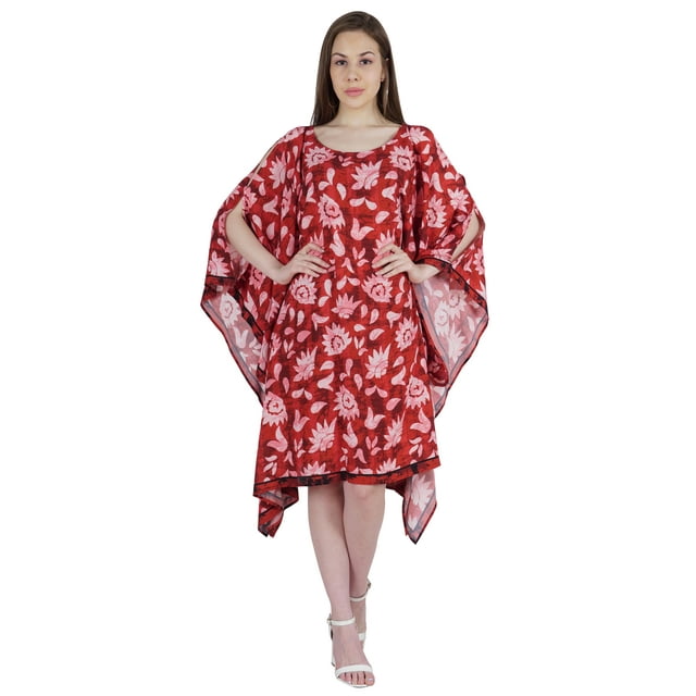 Moomaya Caftan à Épaules Dénudées Imprimé, Paréo pour Femmes, Robe d'Été, Robe Caftan