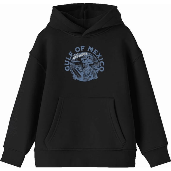 Gulf of Mexico Forever Vintage Skeleton Youth Black Long Sleee Hoodie-Medium