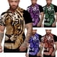 thumbnail image 2 of Camisas de playa de manga corta de moda para hombres Camisa hawaiana con estampado 3D de tigre para hombres Camisas casuales de talla grande con botonadura sencilla, 2 of 5