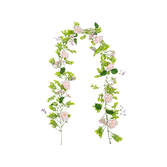 JHyouerji Artificial Rose Vine Fake Flower Pink Garland Fake Silk Rose Hanging Vine for Wedding Party Background Arch Garden Background Decoration