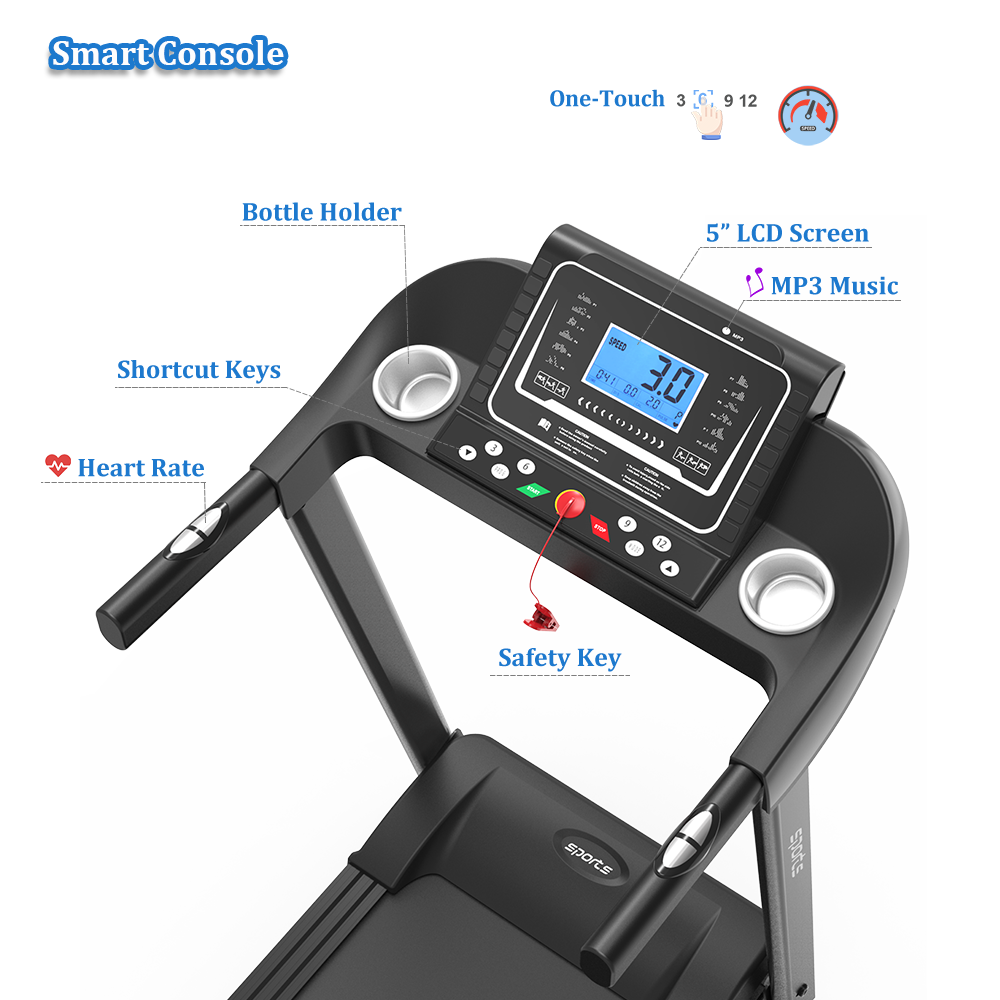 Home Foldable Treadmill with Incline, Folding Treadmill for Home Workout, Electric Walking Treadmill Machine 5" LCD Screen 250 LB Capacity MP3