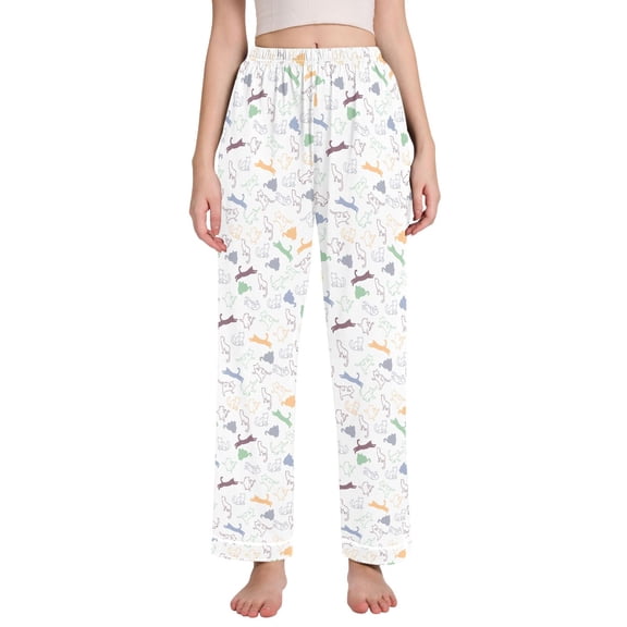 joogoo Women Cats Line Pattern Pajamas Pants Lounge Bottoms Pjs with Pockets M