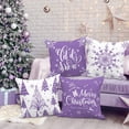 thumbnail image 3 of Christmas Throw Pillow Covers 18x18 4 pcs, Merry Christmas Xmas Winter Snowflake Decorative Holiday Cushion Pillow Cases 18 x 18 Indoor Farmhouse Home Room Couch Sofa Decor (Purple), 3 of 6