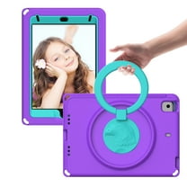 Dteck Kids Case Shockproof for iPad Mini 5/4/3/2/1, EVA Shockproof Rotate Handle Folding Stand Heavy Duty Protective Cute Cover for Boys Girls, Purple