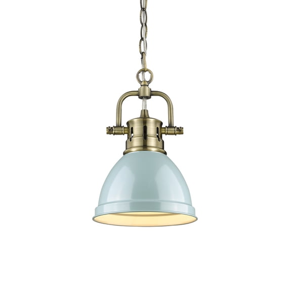 Golden Lighting-Duncan - One Light Mini Pendant with Chain Aged Brass