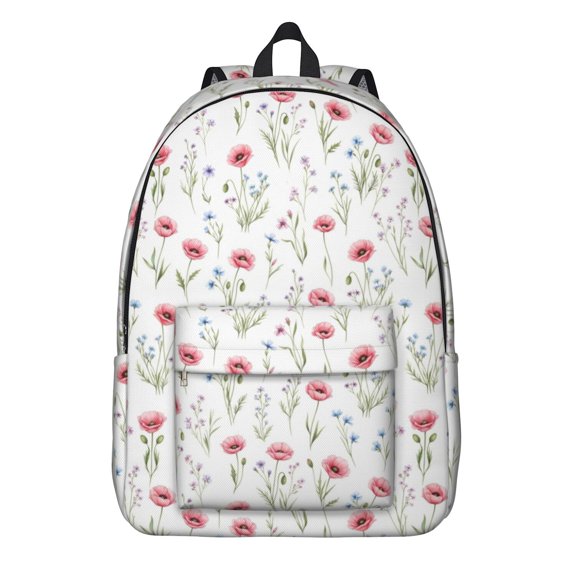 Pioneer Flower Floral Print Pattern Backpack for School, Cute School Bag with Adjustable Shoulder Straps and Padded Back, 15.7"x11.8"x5.5"