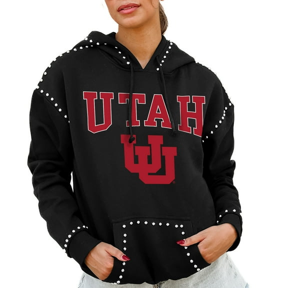 Women's Gameday Couture Black Utah Utes Studded Pullover Hoodie