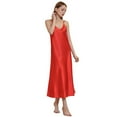 thumbnail image 4 of Defitshape Women's Satin Nightgown Chemise Full Slip Lingerie Valentines Day Sleeping Fashion Comfy Cami Fall Sexy Loose Loungewear Red 16, 4 of 5