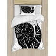 thumbnail image 1 of Dream Duvet Cover Set Twin Size, Abstract Black Snail Silhouette with Never Too Slow To Follow Your Dream Quote, 2 Piece Bedding Set with 1 Pillow Sham, Black and White, by Ambesonne, 1 of 3
