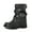 Black, variant on Women's Mid Calf Boots Chunky Low Heel Riding Buckle Boot for Women Squared Toe Motorcycle Boots Slip On Riding Biker Booties