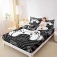 thumbnail image 5 of Homewish Cartoon Gamepad Lover Twin Sheet Sets for Boys, Game Console Twin Fitted Sheet, Grey Stripes Abstract Flat Sheet, Breathable Home Decor, 3-Piece, 5 of 8