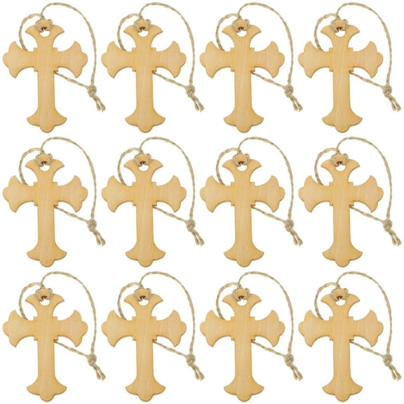 LEORX Solid Wood Cross Ornament Versatile Christmas Tree Decor 50Pcs