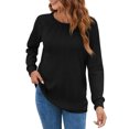 thumbnail image 3 of UVN Pleated Womens Blouses Crewneck Long Sleeve Shirts Casual Dressy Tunic Tops, 3 of 8