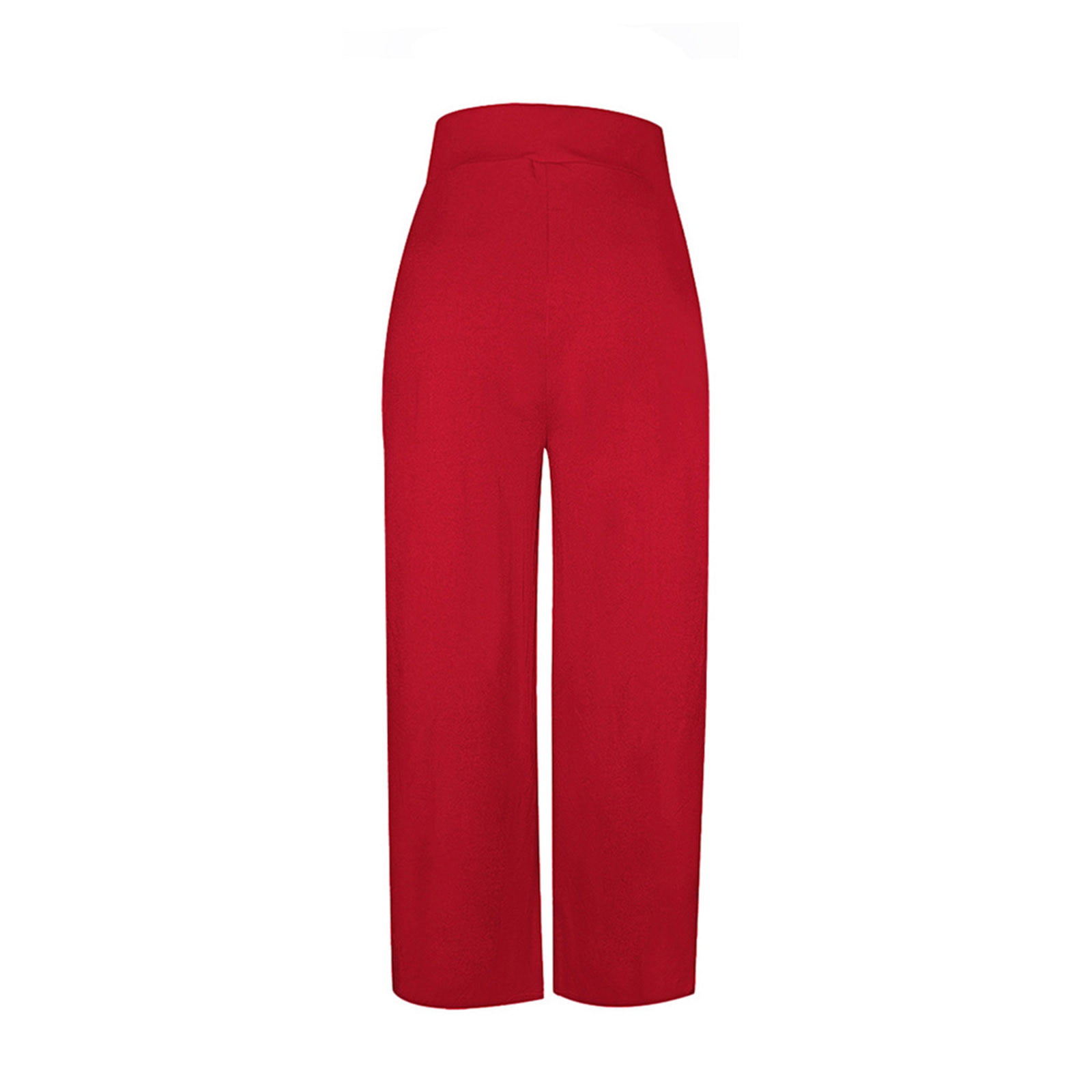 JWZUY Womens Wide Leg Pants Straight Trouser Elastic High Waist Full Pants  Plus Size Solid Pleated Pant Culottes Pant with Pocket Red XL