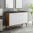 thumbnail image 2 of Double Sink Vanity Cabinet, Wood, Brown Walnut Black, Modern Contemporary Urban Design, Hotel Bedroom Bathroom Master Suite Guest, 2 of 10