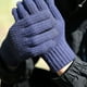thumbnail image 3 of Guantes de invierno de punto de medio dedo unisex de color sólido con tapa y dedos cálidos para mujer, manoplas de poliéster, 3 of 5