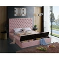 thumbnail image 4 of Pemberly Row Modern Solid Wood Tufted Velvet Full Bed in Pink, 4 of 6
