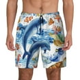 thumbnail image 2 of Picia Marine Animals pattern Mens Swim Trunks with Compression Liner Stretch Beach Shorts Quick Dry with Zipper Pockets No-Chafing Board Shorts-X-Large, 2 of 9