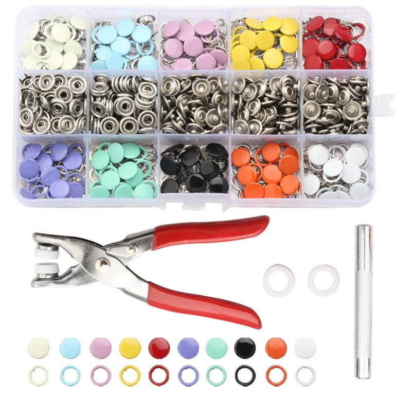 Snap Fasteners Kit: 200 Sets of Metal Snap Buttons with Pliers